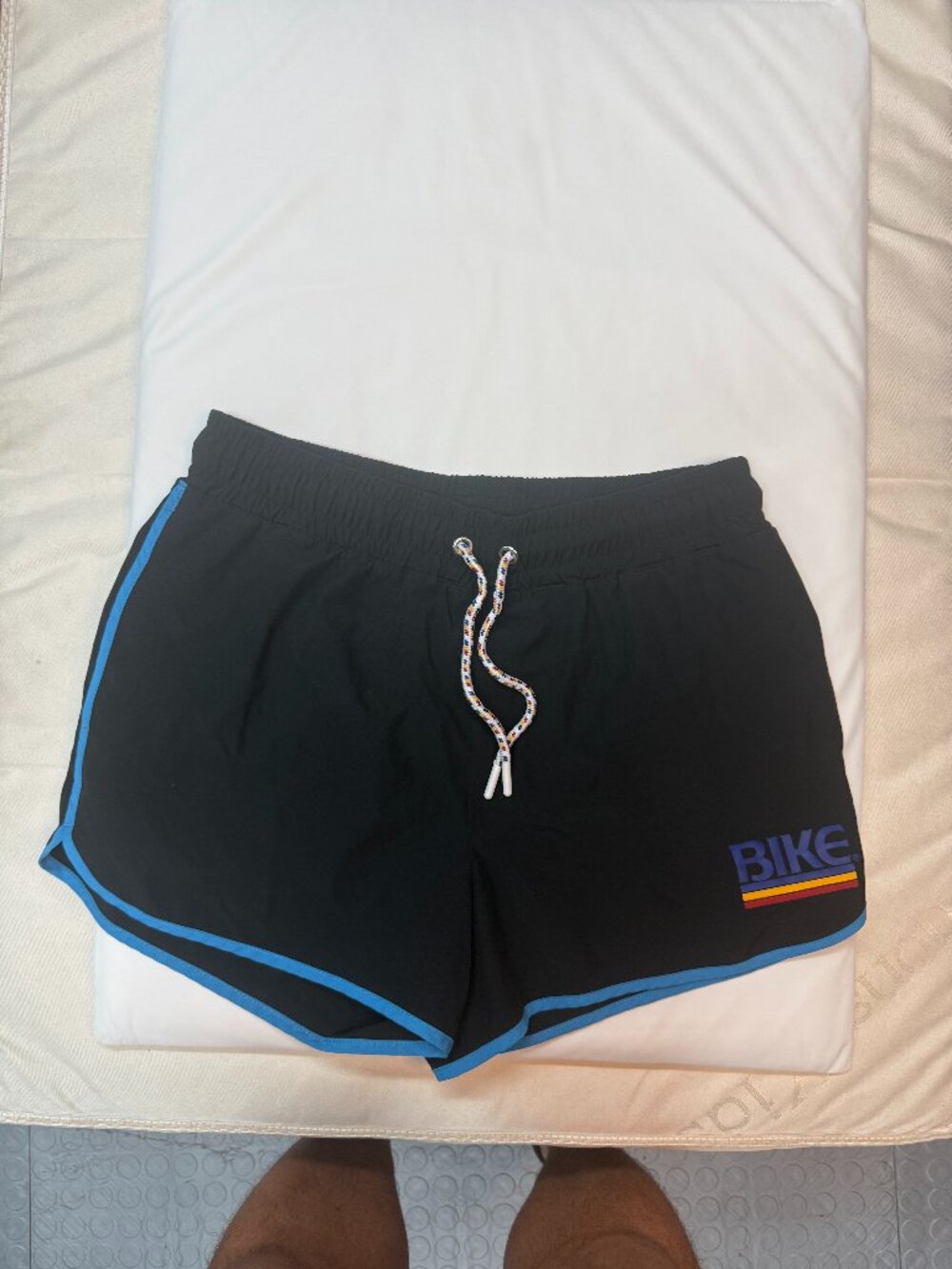 BIKE Athletic Heritage Lined Dolphin Shorts Black Blue Trim Sz M